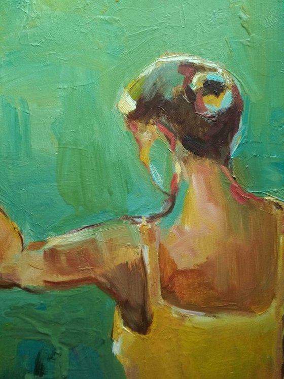 Woman in yellow... original oil painting Wall art décor