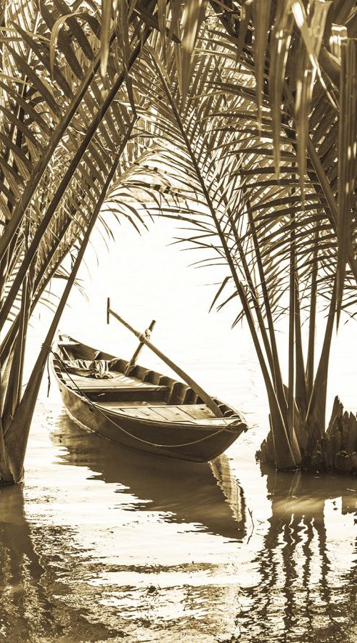 BOAT AMONGST PALMS by Andrew Lever