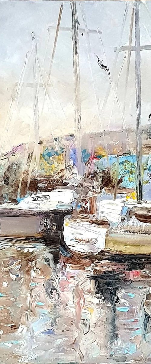 Yachts at a Pier by Leo Baxiner