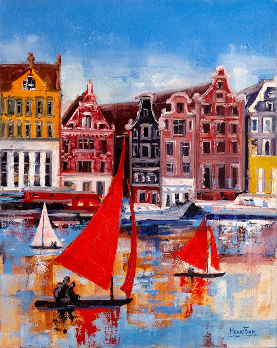 "City on the water"  yachts at sea,