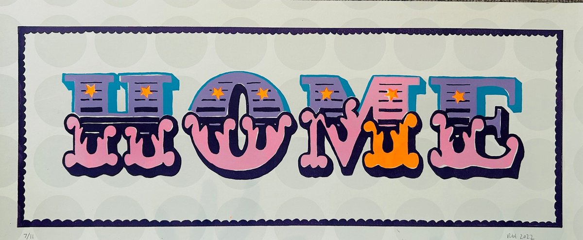 Typographic Screenprint , Home By Becky Hobden, 24 X 10, Artwork For Sale On Artfinder