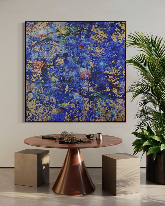 Cobalt & Gold cherry blossom