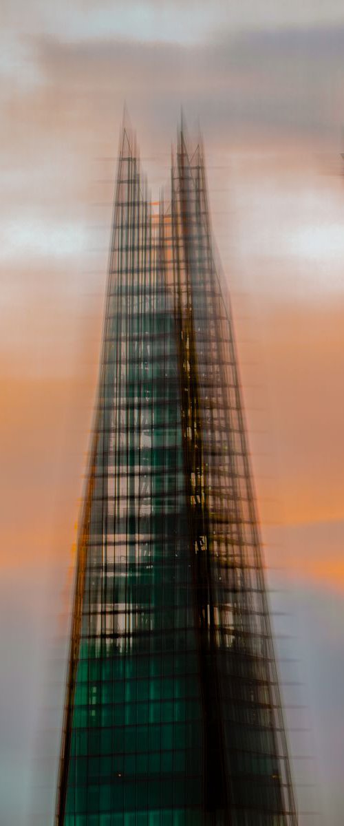 Linear London - The Shard and A Plane Limited Edition #1/50 10x10 inch Photographic Print. by Graham Briggs