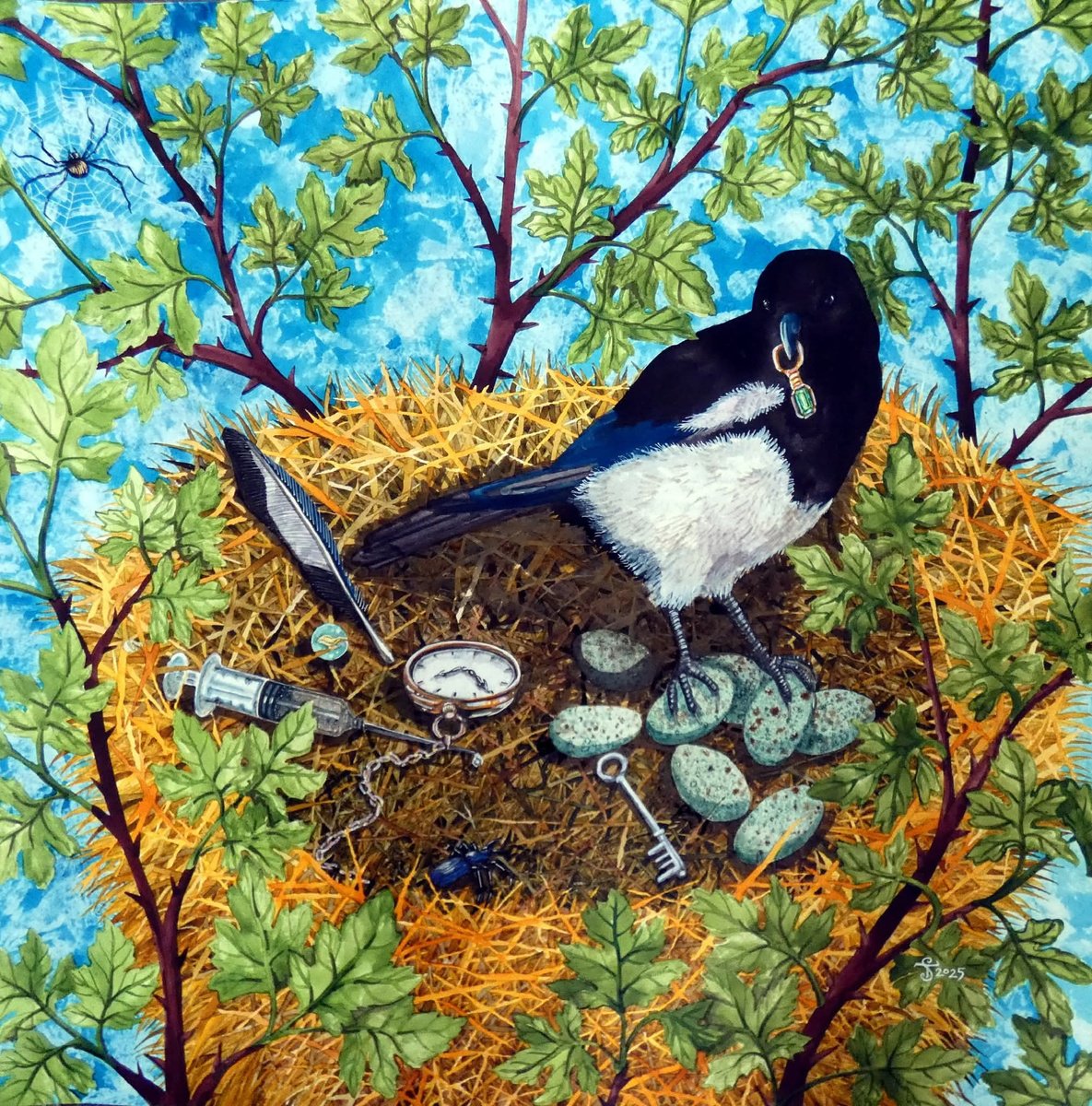 Illustrative Painting , The Curator By Terri Smith, 30 X 30, Artwork For Sale On Artfinder