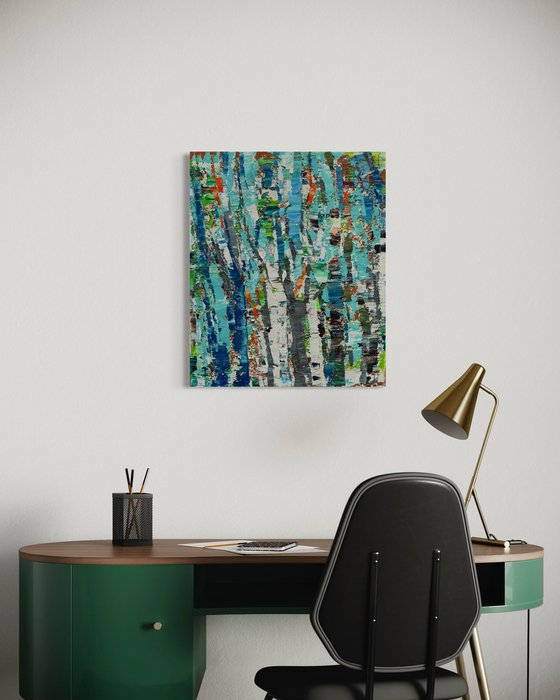 Whisper of the birch grove. Triptych