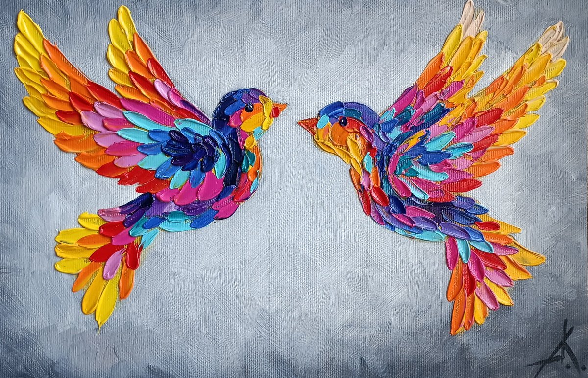 Hummingbirds in love - birds by Anastasia Kozorez