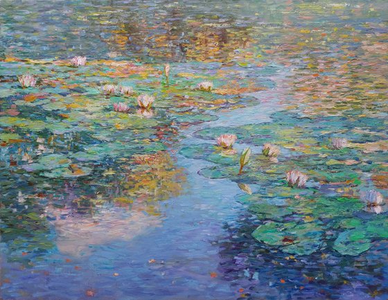 Lake of white lilies