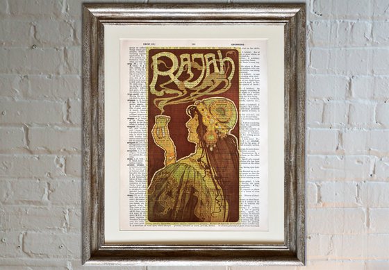 Rajah - Collage Art Print on Large Real English Dictionary Vintage Book Page