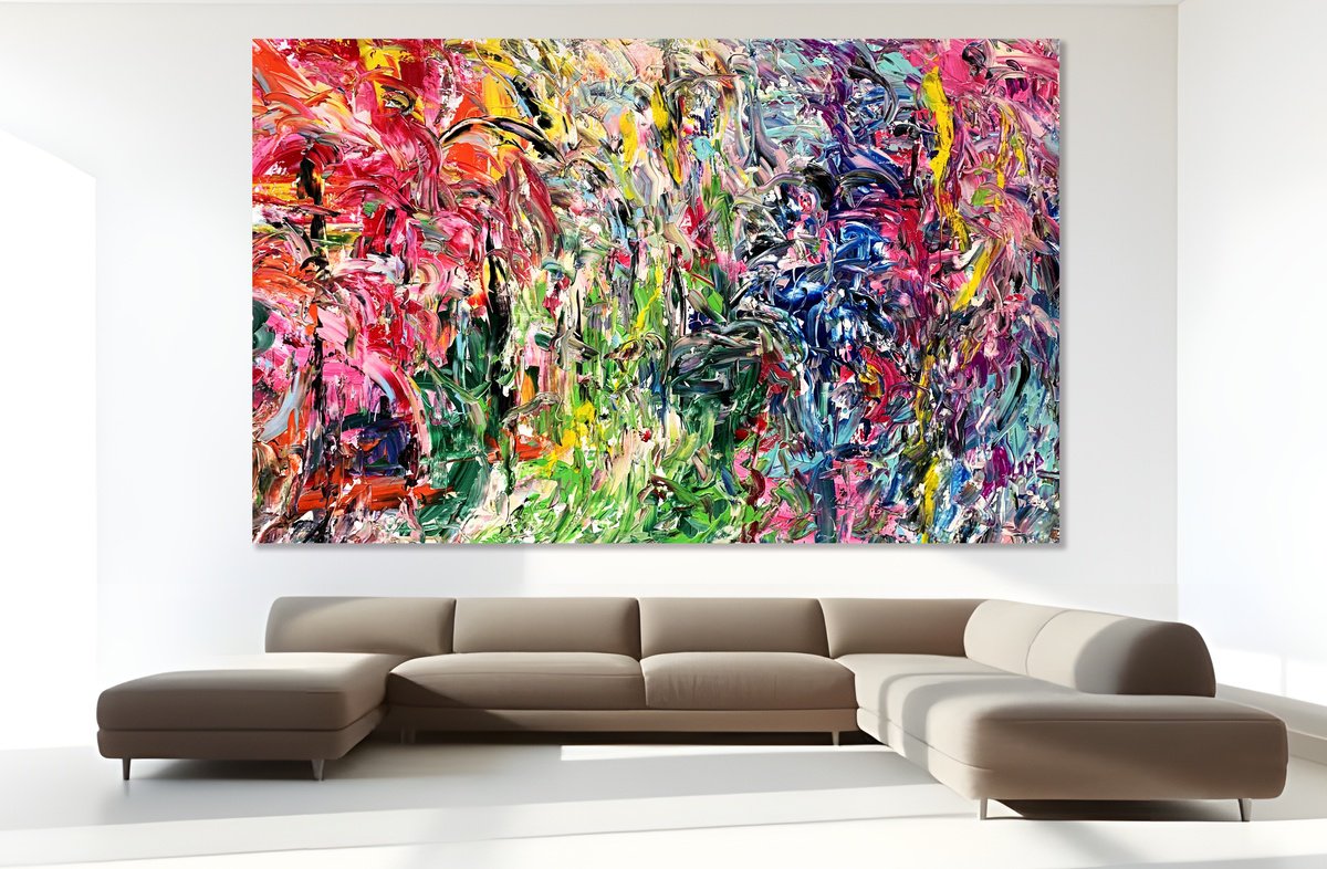 Organic Abstract Acrylic Painting By Estelle Asmodelle, 66 X 41, A Long Japan Sojourn, Original Artwork