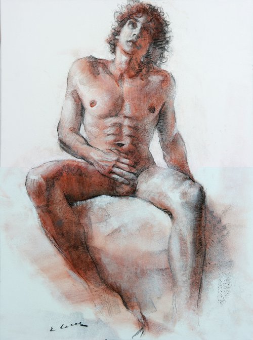 Charcoal drawing on paper "Athlet" by Eugene Segal