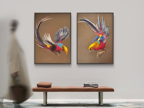 Set of 2 Golden phaesant