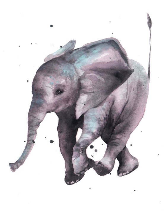 Elephant Painting - Watercolour Original 8x10 inches