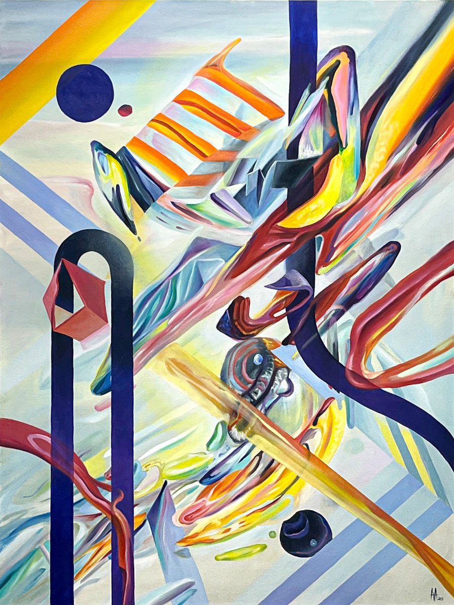 Organic Abstract Oil Painting By Andres Alvarez, 36 X 48, Take Flight, Original Artwork