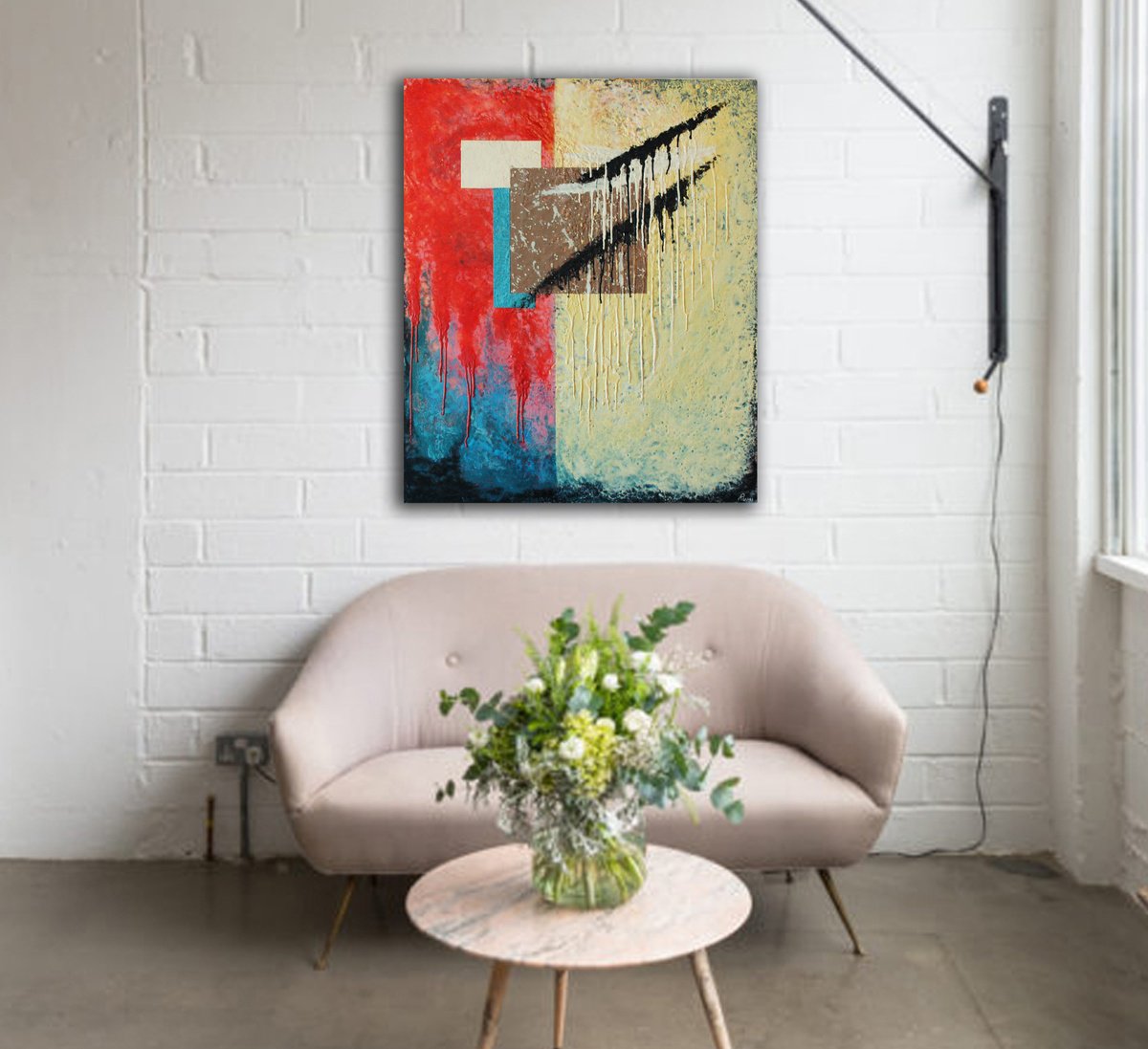 Abstract Oil Painting By Rumen Spasov, 30 X 35", "Vibrating Colors", Original Artwork