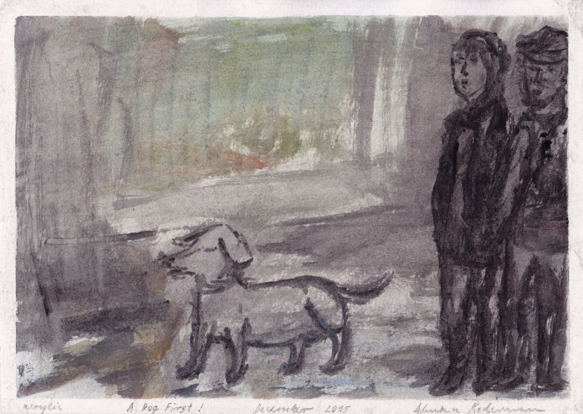 A Dog First!, December 2015, acrylic on paper, 21,1 x 29,6 cm by Alenka Koderman
