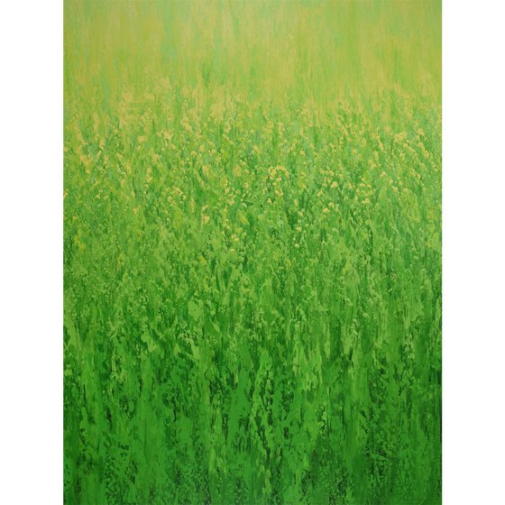 Sunshine Greens - Modern Abstract Green Field