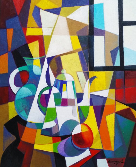 Cubism still life (60x50cm, cubism, oil painting, ready to hang)