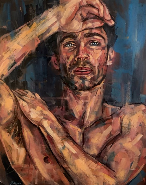 Male nude man naked gay painting