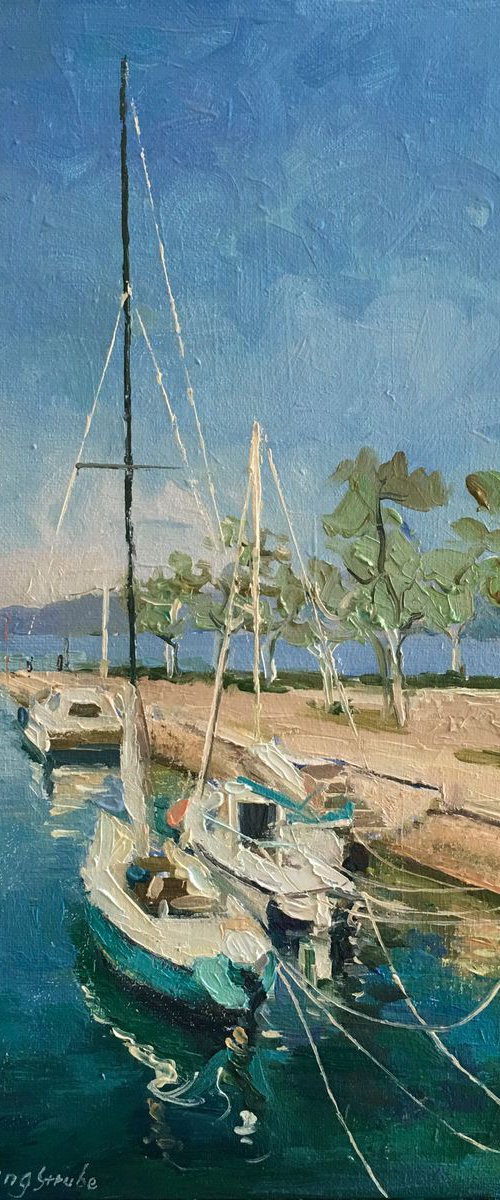 A Small Harbour in Italy by Ling Strube
