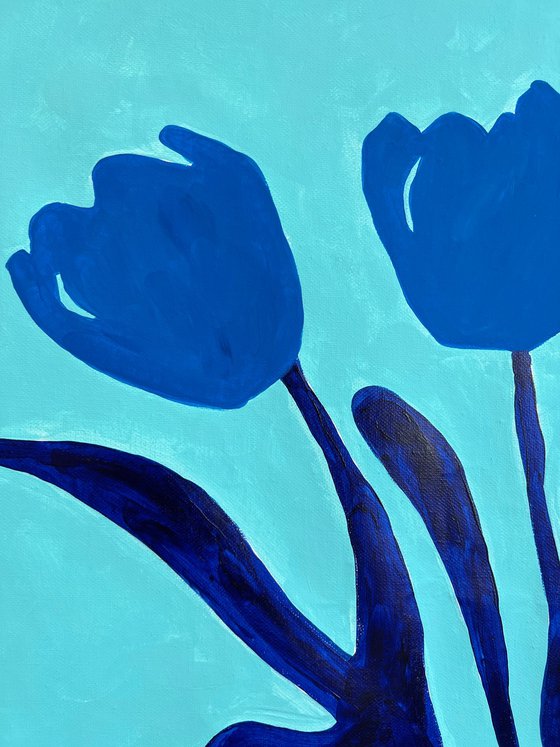 Blue Tulips Minimalist art