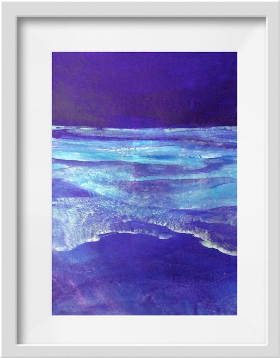 Abstract Painting By Gesa Reuter, 7 X 10, Shimmering Sea Ii, Original Artwork