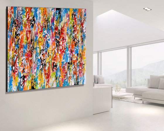 Summer Love - XL LARGE,  ABSTRACT ART, PALETTE KNIFE ART – EXPRESSIONS OF ENERGY AND LIGHT. READY TO HANG!