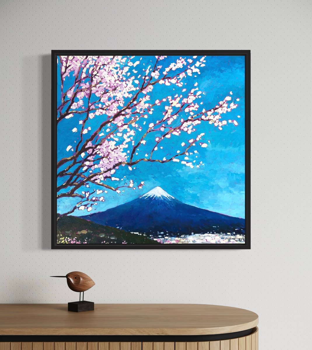 Impressionistic Landscape Oil Painting By Volodymyr Smoliak, 20 X 20", Spring In Japan, Original Artwork