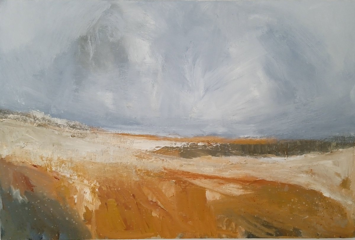 Abstract Landscape Acrylic Painting By Fiona Philipps, 35 X 24, Faster Than A Man Can Run..., Original Artwork