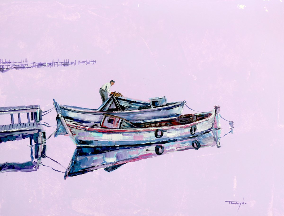  Fishing On The Lake By Trayko Popov, 26 X 20, Artwork For Sale On Artfinder