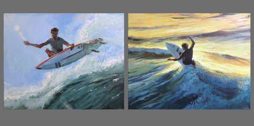 Surfer 2-3 "energy of motion". A series of 2 paintings by Linar Ganeev