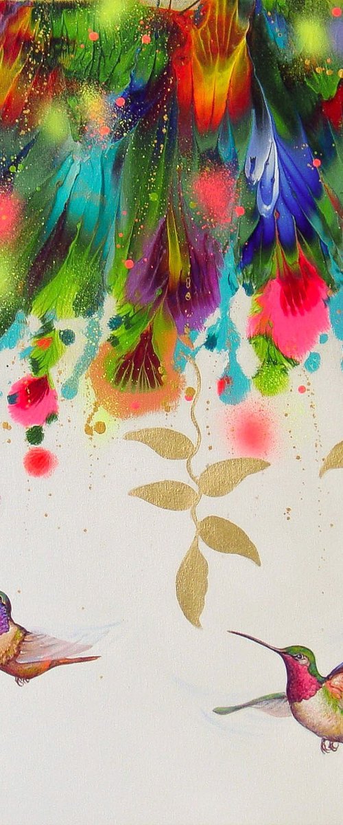 "Flowers and Hummingbirds" by Irini Karpikioti