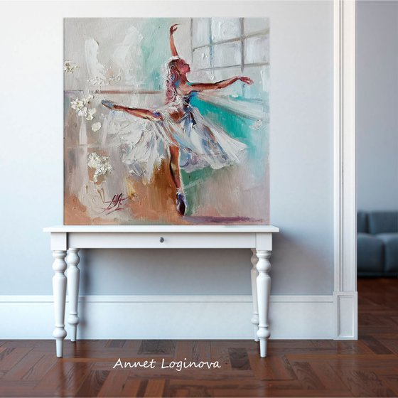 Christmas Print, Ballerina art print, Ballet dancer painting