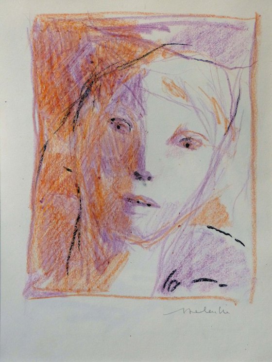 Pencil Portrait in colour 1, 24x32 cm