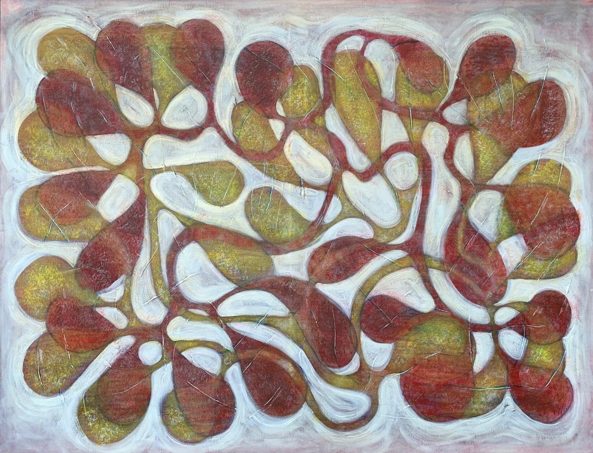 Abstract Acrylic Painting By Maarit Korhonen, 47 X 36", Duo, Original Artwork