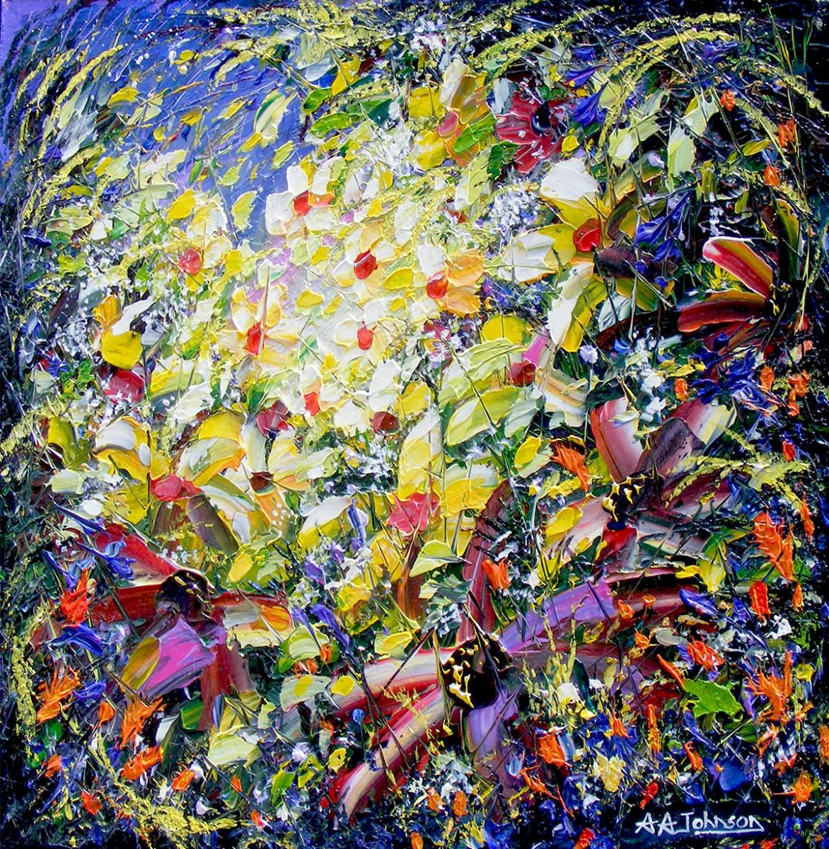 Ready to Frame - "Wild Bouquet" Acrylic painting by Andrew Alan Johnson ...