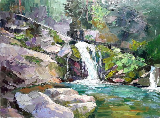 Oil painting Waterfall