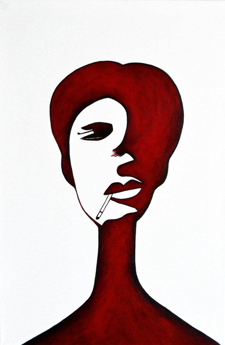 Deep red portrait (canvas) by Ann Zhuleva