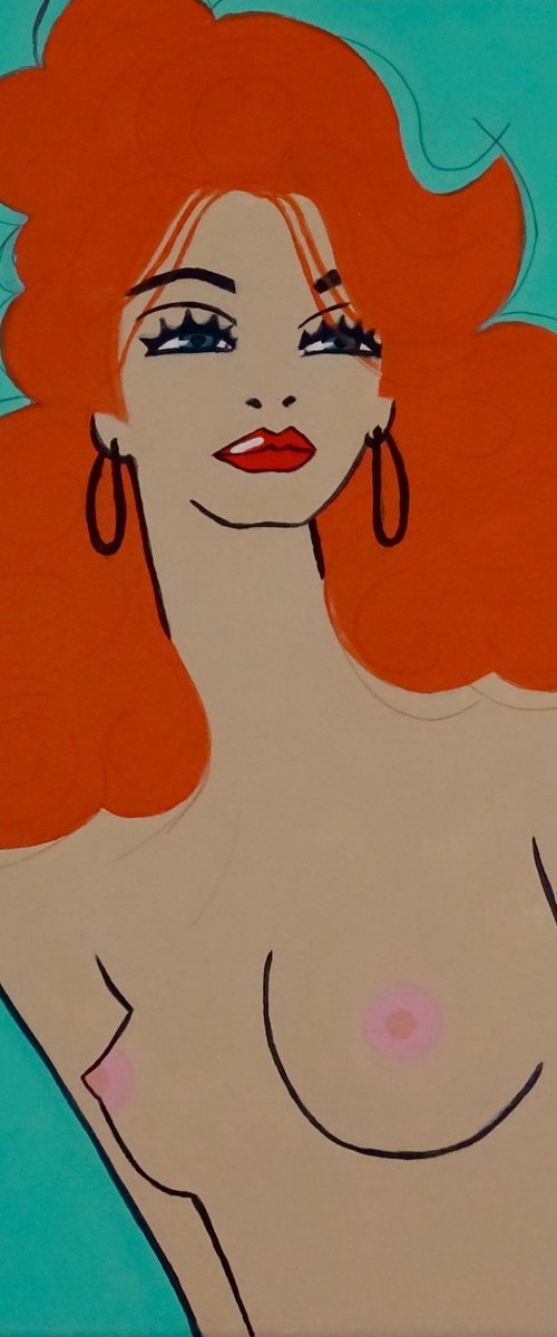 Topless Redhead by Penny Burton