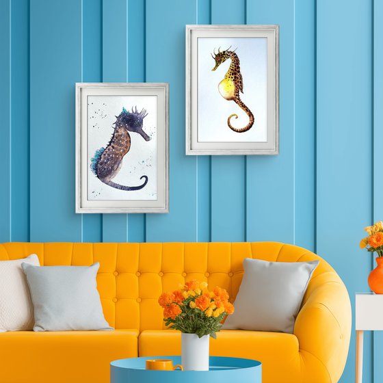 Yellow Seahorse underwater