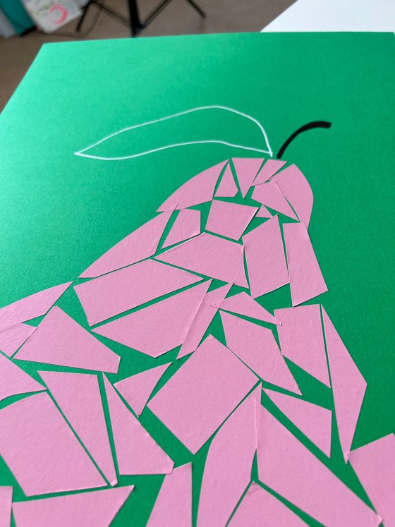 Pink Pear Paper Cutout