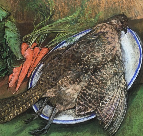 Pheasant and cabbage still life