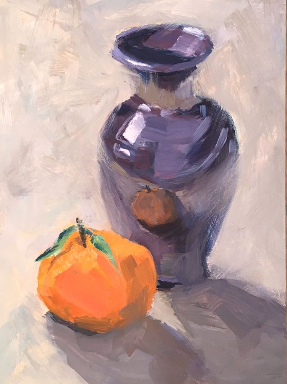 Original Kitchen Stilllife - Orange and Vase 2