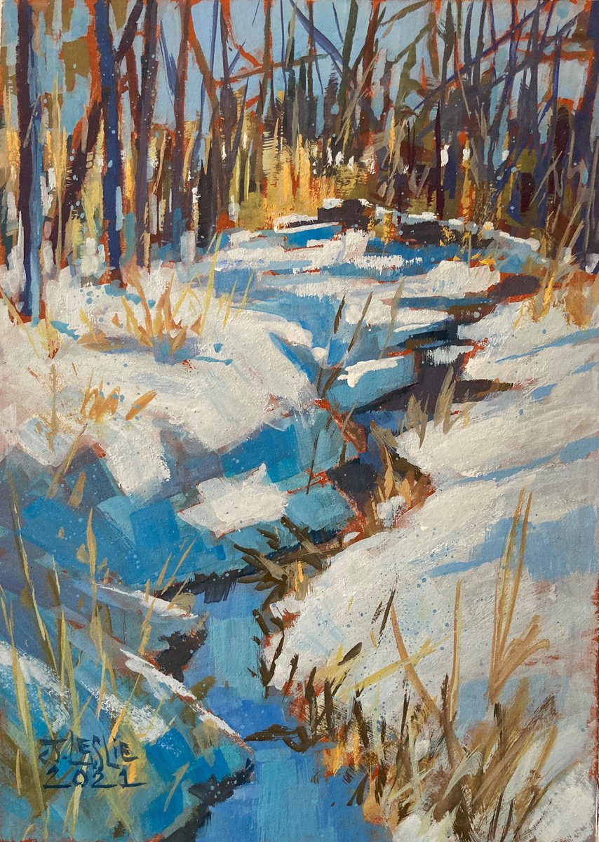 Parker Creek West in Snow and Sun by Jimmy Leslie