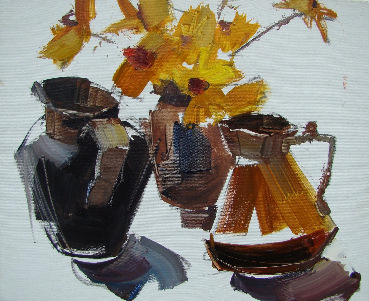 Expressive Botanical Oil Painting By Igor Yuryev, 18 X 15, Still Life., Original Artwork