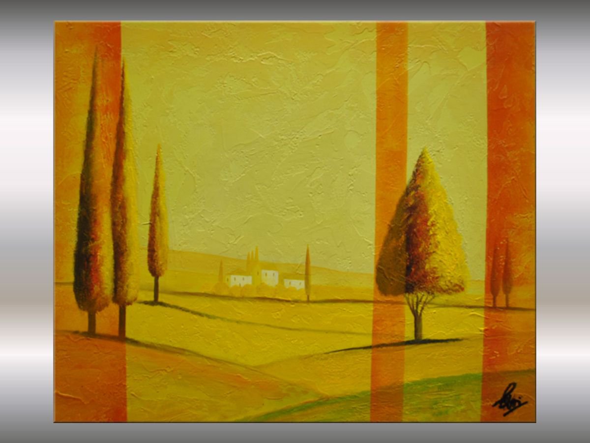 Tuscany - Abstract - Acrylic Painting - Canvas Art- Landscape painting - Wall Art by Edelgard Schroer