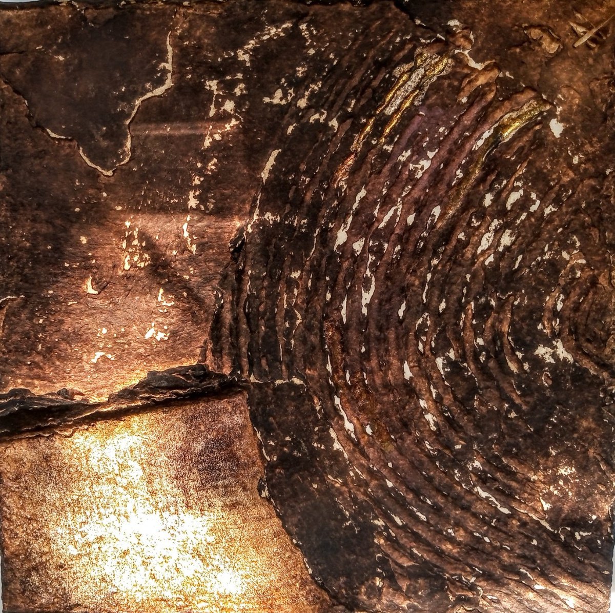 Abstract Relief By Rossitza Trendafilova, 9 X 9", "Impression", Original Artwork