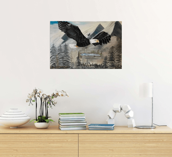Oil Painting, Gift idea,  Original, wall  Art On Canvas, The eagle with man's eyes