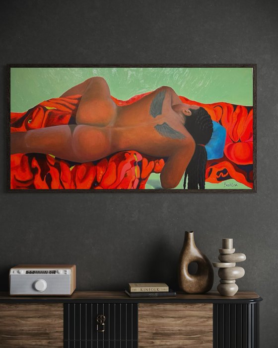 Original oil painting Female portrait Nude