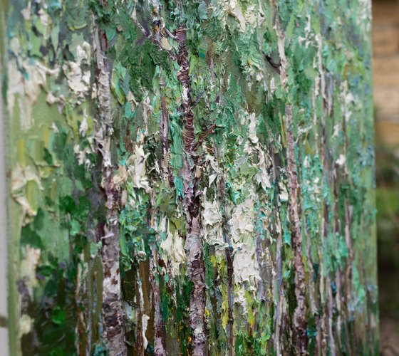 Spring birch forest Original oil painting