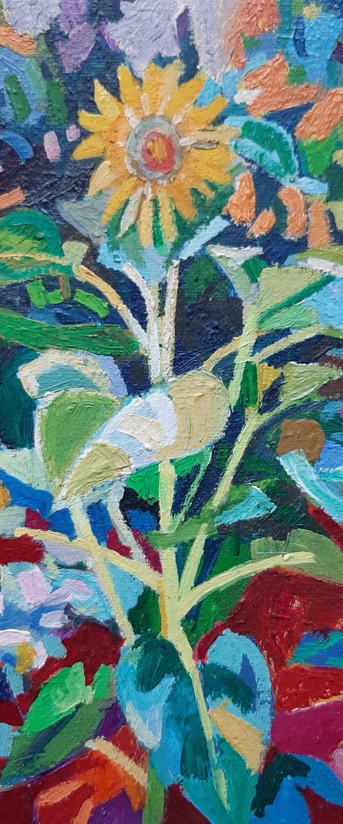 Sunflowers, miniature  16x11 cm by Maja Đokić Mihajlović